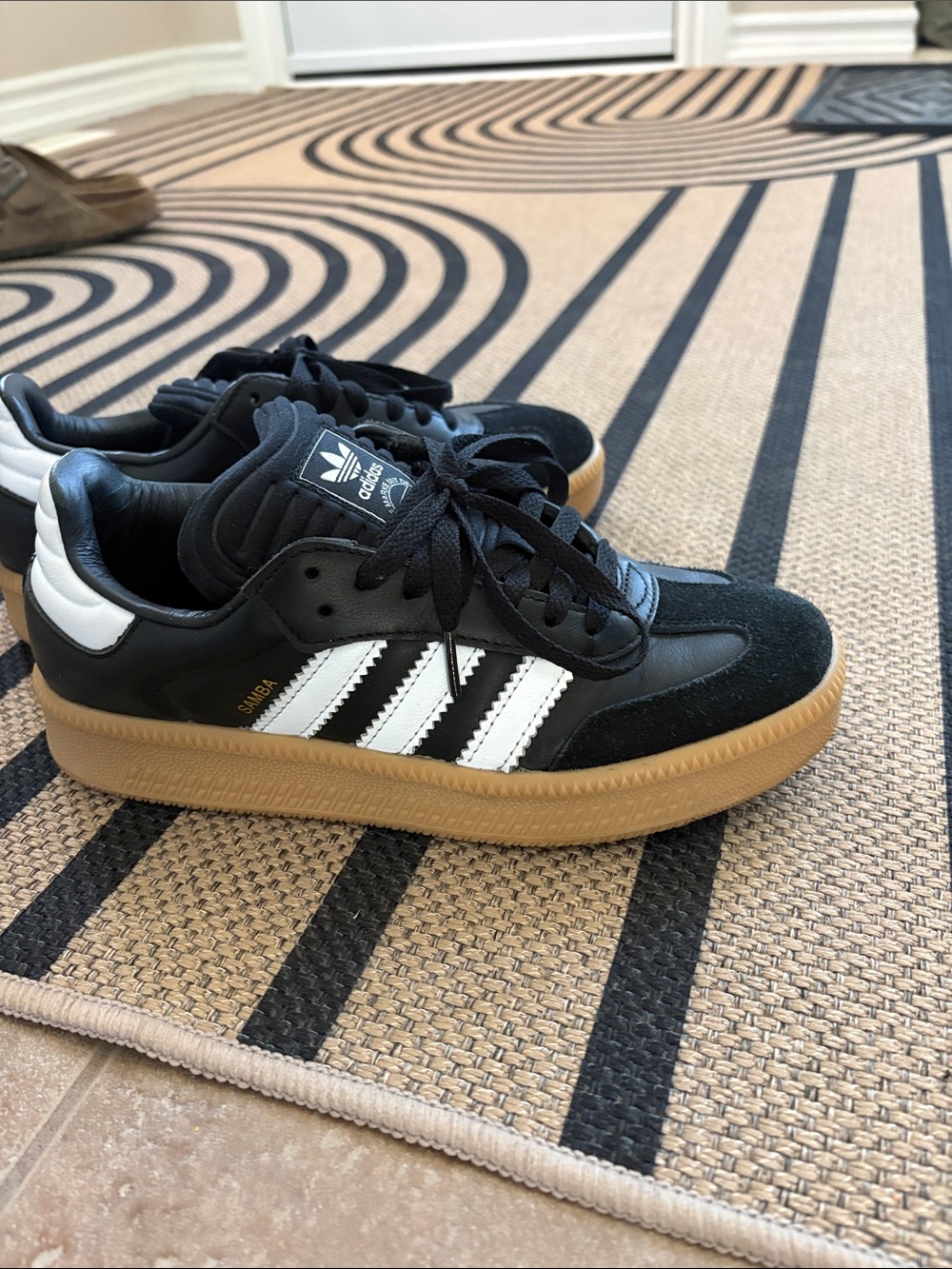 adidas Black & White Samba with chunky Gum Sole